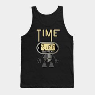 Time Illustration, Funny Surreal Steampunk Alarm Clock Robot Tank Top